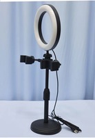 Anneau lumineux LED pour selfie de 6 pouces, rotation à 360°, bâton de selfie avec trépied pour diffusion en direct mobile, maquillage, photographie