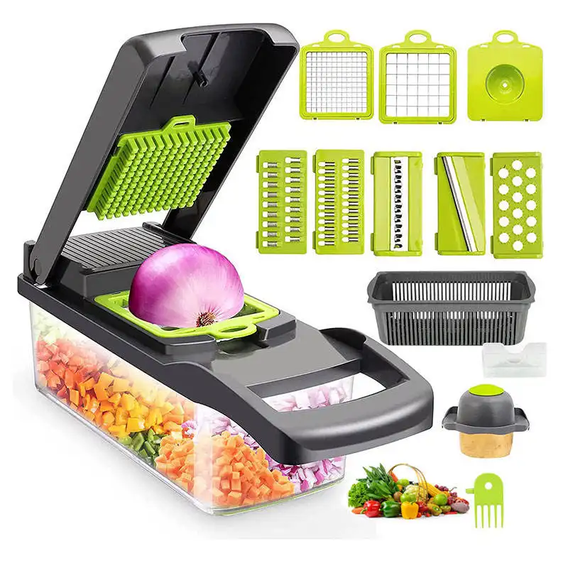 12 in 1 Hand Held Multi Onion Dicer Veggie Cutter Fruits Mandoline Slicer Amazon Kitchen Manual Food Potato Vegetable Chopper