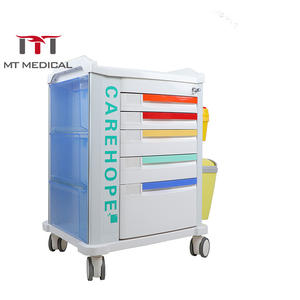 MT 의료 휴대용 병원 ABS 비상 충돌 서랍 트롤리 잠금 구조 차량과 사일런트 범용 간호 카트 - Product Image 4