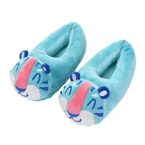 Bleu femmes hiver chaussures chaudes diapositives pantoufle plate en peluche