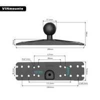 2.25 ''Ball Base Bretelles Pêche Layak Bateau Fish Finder Support Support pour Canoë Kayak Pêche Kayak