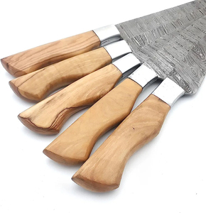Ensemble de couteaux de cuisine en acier forgé à la main personnalisé, 5 pièces, avec manche en os et sac en cuir - Product Image 3