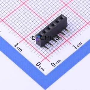 PM200-1-06-W-4.3 Pin Socket Bent Lead Through Hole,P=2mm Connector 1x6P 2mm Square Hole Right Angle Insert - Product Image 1