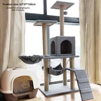 Grande tour d'escalade pour chat en peluche, griffoir en bois et sisal, maison de chat tout-en-un, jouet pour chat d'intérieur