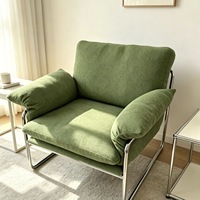 Fauteuil individuel vintage Bauhaus en lin avec structure métallique, chaise d'appoint minimaliste de luxe pour salon, hôtel, mobilier de négociation