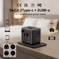 Adaptateur de voyage PD 25W, chargeur universel avec 2 prises AC, 2 USB-C, 2 USB-A, mini charge rapide pour tablette, téléphone, ordinateur portable
