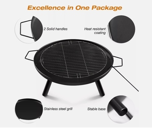 Camping en plein air <span class=keywords><strong>Barbecue</strong></span> Grill 60/70/80/90/100cm Portable Noir Métal Fer Chauffage Brasero <span class=keywords><strong>Cheminée</strong></span> avec Trois Pieds <span class=keywords><strong>pour</strong></span> Bois de Chauffage - Product Image 2