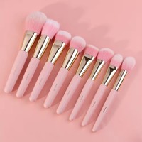 BEILI kualitas tinggi 15 buah rambut sintetis terbaik makeup kuas set dengan kemasan kustom kotak pink makeup SIKAT