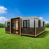 Maison conteneur pliable et extensible ZhuDuo ECH-WB-004 à 3 sections, design moderne, revêtement extérieur en pierre, éclairage LED, garantie 1 an