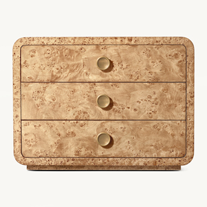 Mesa de Noche de Alta Gama, Muebles de Dormitorio, Madera Maciza de Lujo, Mesa de Noche con Tres Cajones - Product Image 3