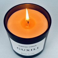 Bougie parfumée en verre noir avec couvercle en bambou, boîte cadeau, cire de soja, aromathérapie, cadeau pour la maison, parfum personnalisé et fabrication OEM prisée
