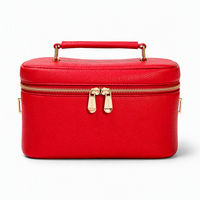 Sac de maquillage en cuir vegan personnalisé KONCAI, trousse de toilette de voyage avec organiseur de pinceaux, pochette en maille amovible et quincaillerie dorée