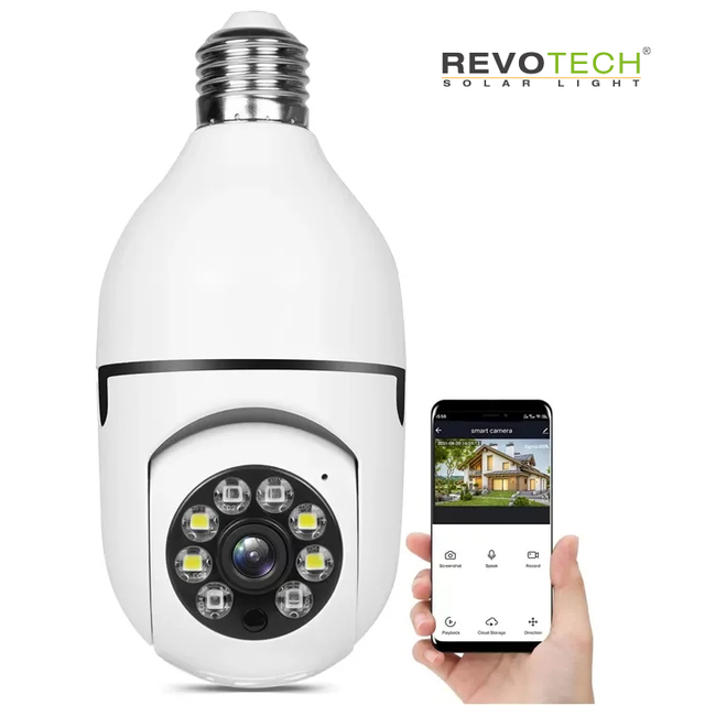 1080P HD Home Smart Solar Light Bulb Wireless Wifi IP Camera with P2P 360 Degree PTZ Smart Surveillance Camera