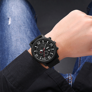 Mens Professional Chronograph Watch Black Case Brown Leather Strap Multi Function Sport Wristwatch - Product Image 4