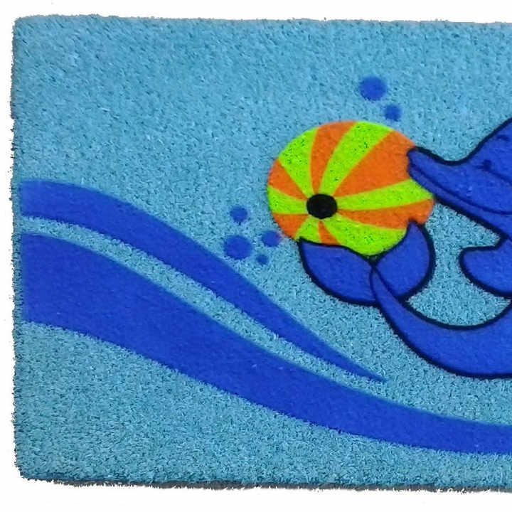 HMS 18\" X 30\" Blue Coir Dolphin Outdoor Door Mat