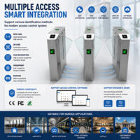 Torniquete de Alta Seguridad con Solapa Abatible, Barrera de Control de Acceso Peatonal Automática de Acero Inoxidable 304 para Edificios de Oficinas