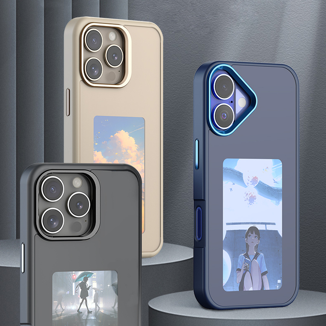 Luxury NFC Smart Eink Photo Screen Phone Case Original Size Shockproof Protection for iPhone 16 17 Pro Max Electronic Phone Case