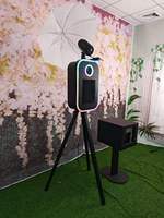 Machine Photobooth Trépied Prête à l'Expédition pour iPad et Appareil Photo Reflex Numérique, Hauteur Réglable, Lumière RGB et Ventilateur de Refroidissement pour Mariages et Événements