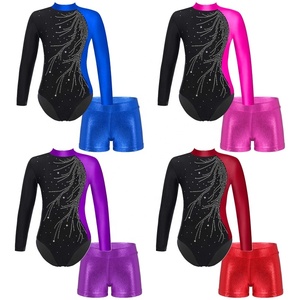 Ensemble de justaucorps de danse et de gymnastique en Spandex avec strass pour filles, idéal pour la performance, les récitals, le patinage artistique et l'entraînement, personnalisable - Product Image 1