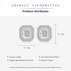 Ensemble de bijoux pour femmes en cuivre, collier, boucles d'oreilles et bagues géométriques carrées 10*14MM serties de zirconiums cubiques - Product Image 4