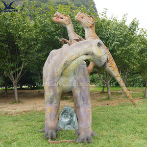Deinonychus animatronique grandeur nature attaquant un Iguanodon, combat réaliste de dinosaures, parc d'aventure jurassique, centre commercial intérieur - Product Image 4