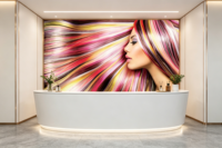 . Papier peint mural 3D personnalisé, multicolore et vibrant, pour la décoration murale de studio de beauté ou de salle de maquillage