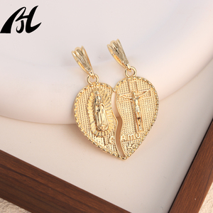 Vierge Marie Coeur Christ <span class=keywords><strong>Te</strong></span> Amo Split Pendentif 18K Or Laiton Bijoux Chaîne Laminado Oro Laminado Laiton Bijoux Croix Charmes - Product Image 3