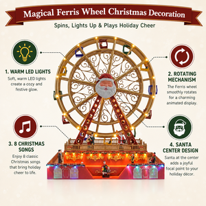 Vente en gros de boîte à musique en forme de grande roue de Noël avec lumière LED colorée et mouvement pour la décoration de Noël, jouet et cadeau - Product Image 2