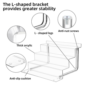 Logo personnalisé 4 Niveaux Transparent Parfum En Forme De L Riser <span class=keywords><strong>Présentoir</strong></span> En Acrylique Escaliers <span class=keywords><strong>Présentoir</strong></span> pour Figurines Jouets - Product Image 2