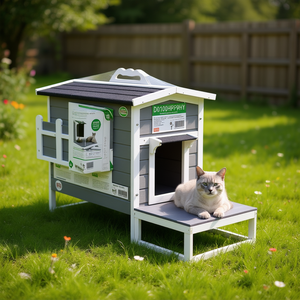 Casa de Madera para Gatos, Muebles para Mascotas D0100HPF9HY, para Exteriores, Todas las Estaciones, Duradera, Estilo Clásico, Forma Rectangular - Product Image 2