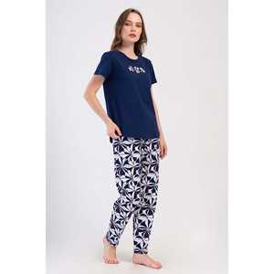 Conjunto de Pijama Sostenible para Mujer, Cuello Redondo, Manga Corta, Cierre de Botones y Cintura Elástica, Logotipo Personalizable para Ropa de Casa - Product Image 2