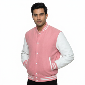 <b>Top</b> Selling Red Black Color College Baseball Varsity Jacket Unisex Custom Leather Sleeves <b>Woolen</b> Fabric Hooded Patchwork Front - Product Image 1