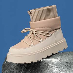 Tire-Sole Autumn/Winter Snow Boots | Unisex Couple's Fleece-Lined Thickened Cotton Shoes | Thick-Soled Breathable Anti-Slip - Product Image 3