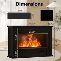 Cheminée électrique Kalsubo noire de 40 pouces avec manteau décoratif, vapeur d'eau, flamme simulée tactile, système d'humidification et remplissage d'eau simplifié