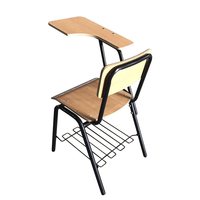 Chaise de formation moderne avec tablette d'écriture, mobilier scolaire en bois pour salle de classe, bureau à domicile et utilisation en extérieur