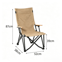 Chaise de camping pliable portable à dossier haut en tissu Oxford 600D, tube en acier, capacité de charge 120 kg, mobilier de parc extérieur au design contemporain