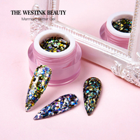 Haute qualité UV LED brillant gel pailleté nail art sirène paillettes semi-permanente marque privée uv vernis à ongles gel