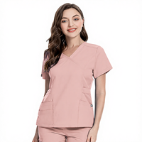 VIAOLI Grosir Medis Aksesoris Logo Kustom Hitam Set Scrub Perawat Dokter Bahan Stretch Unisex Poliester/Rayon Worsted