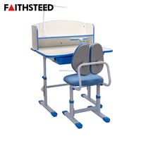 Ensemble bureau et chaise ergonomiques pour étudiants, table d'étude pour enfants à hauteur réglable avec grande étagère de rangement et chaise à double dossier