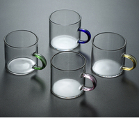 Tasses à thé en verre avec poignée colorée de 80 ml, petites verres mignons de 3 oz pour le thé et le café turc