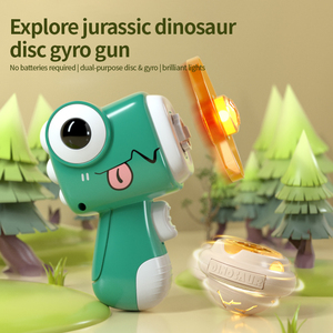 LEZA BABY Venta al por mayor a bajo <span class=keywords><strong>precio</strong></span> Juguete de pistola giratoria de dinosaurio para niños, lanzador de <span class=keywords><strong>disco</strong></span> volador y trompo luminoso de doble propósito - Product Image 2