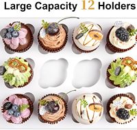 Boîtes à cupcakes de 12 unités, lot de 12 contenants à cupcakes blancs avec fenêtres et inserts, supports jetables pour cupcakes, friandises et pâtisseries