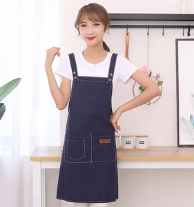 Grembiule da Cucina Senza Maniche in Cotone, Impermeabile e alla Moda, con Logo Personalizzato, Colore Nero Tinta Unita per Ristoranti - Product Image 1