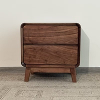 Table de chevet moderne en noyer noir d'Amérique du Nord avec 2 tiroirs, vente en gros directe d'usine, meubles de chambre à coucher en bois massif