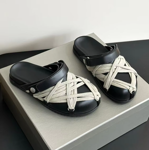 High Quality Sandals Shoes <b>Man</b> Designer <b>Slippers</b> Unisex Designer Hollywood Megalaced <b>Mule</b> Brand Black Sandals Shoes - Product Image 1