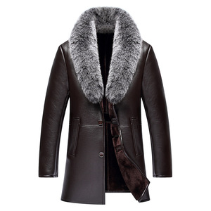 남성용 퍼 일체형 가죽 코트 빅 폭스 퍼 두꺼운 중간 길이 칼라 양가죽 코트 남성용 퍼 - Product Image 2