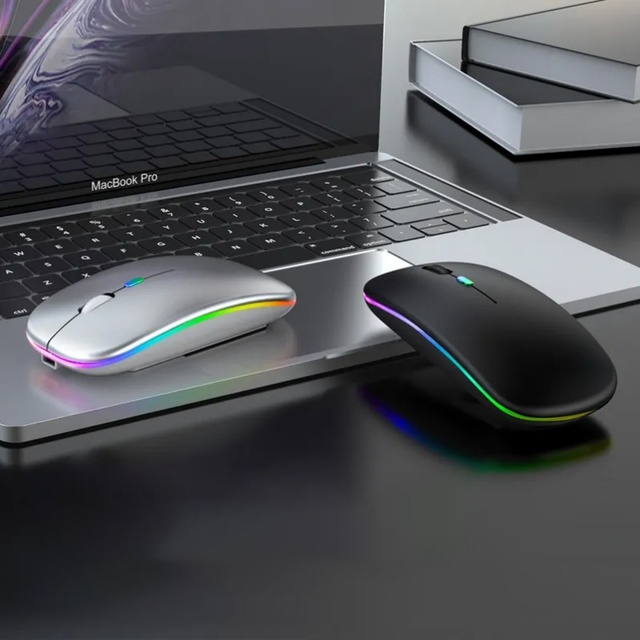 Custom Rechargeable BT5.0 Wireless Mouse Ergonomic LED Backlight Gaming Silent 2.4GHz  apple Mouse for Laptop ipad