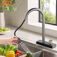 Robinet de cuisine extractible YMC 304 en acier inoxydable, chaud et froid, avec jet pluie, rotation à 360 degrés, mitigeur d'évier doré