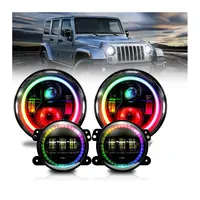 Bijia-Kit de phares anti-brouillard LED RGB 7 ", 4", pour Jeep, Wrangler, JK JKU, APP