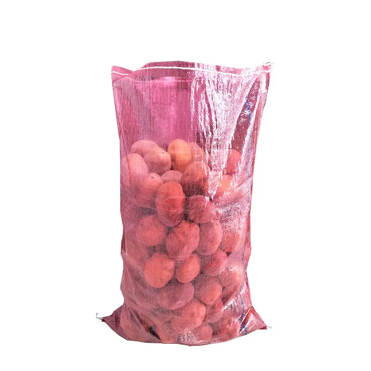 Linyi fabbrica di alta qualità materie prime rosse multicolori pp tessuto imballaggio plastica 50kg sacchetti di patate